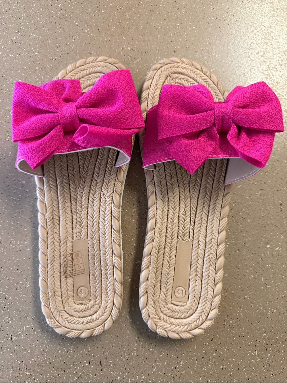SHEIN Hot Pink Bow Slide Sandals